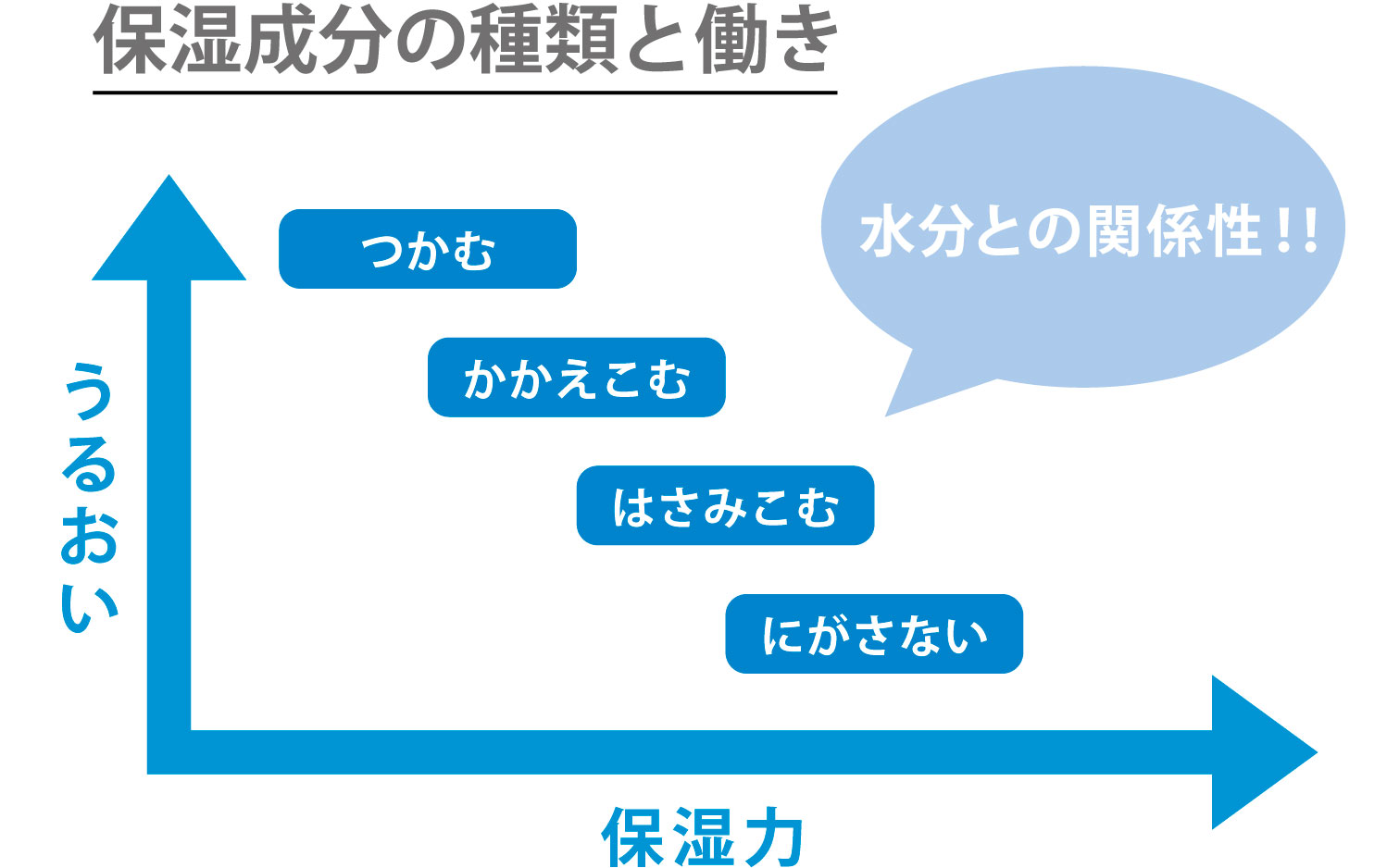 保湿成分の種類と働きのイメージ